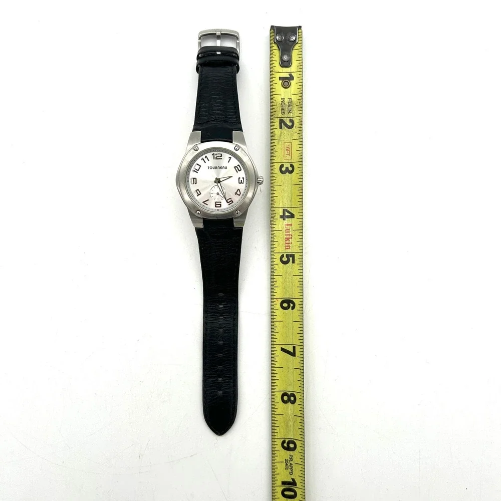 Tourneau Wrist Watch Leather Mens OS Black Excellent Y2K Gap Inc Collab Swiss